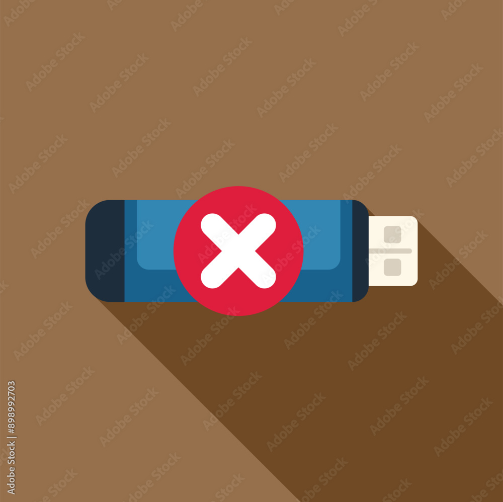 Poster usb flash drive is showing error with red cross symbol