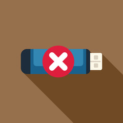 Obraz premium Usb flash drive is showing error with red cross symbol