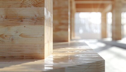 Robust Wooden Supports Form the Framework of a Construction Site, A Close-Up View of the Strong and Durable Structure Being Built with Precision and Skill