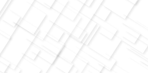 Abstract white and grey geometric overlapping square pattern background with shadow. White color technology concept geometric square vector background. Use for banner, poster, adding, wallpaper