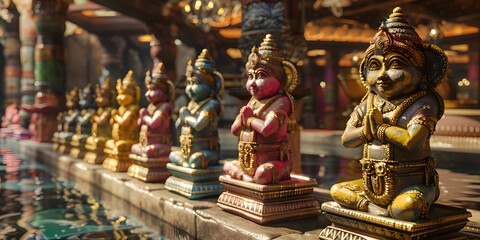 Fototapeta premium Templo hindu com estátuas coloridas