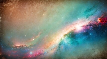 Fototapeta premium Background illustration of a nebula in space with a grungy, rough textured effect.