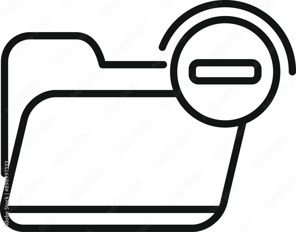 Poster computer folder receiving delete sign, indicating data removal or file deletion