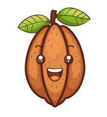 Fototapeta premium Cute Cartoon Cocoa Bean Chararcte AIsolated on a Transparent Background 