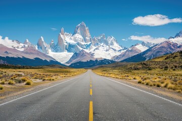 Fototapeta premium A scenic view of a winding road surrounded by mountains