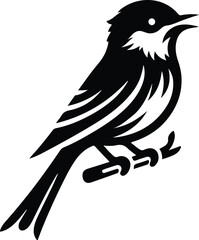 Bird - black silhouette - vector - art - illustration