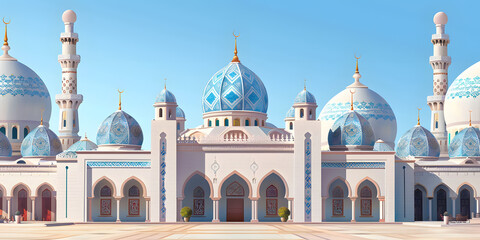 Fototapeta premium Mesquita islâmica com padrões geométricos intricados e minaretes