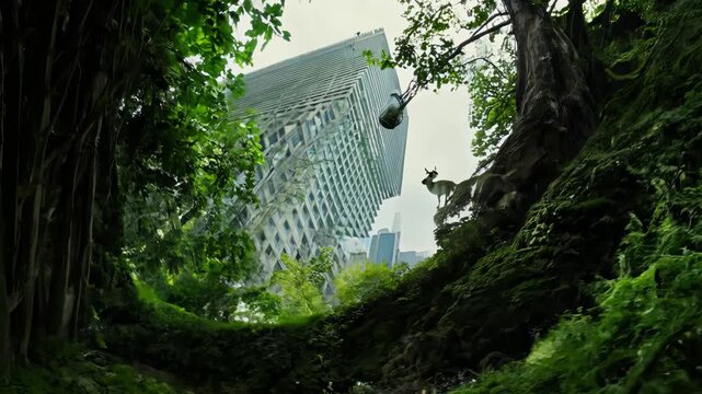 Nature Reclaims City Landscape with Flourishing Flora in Abandoned Areas