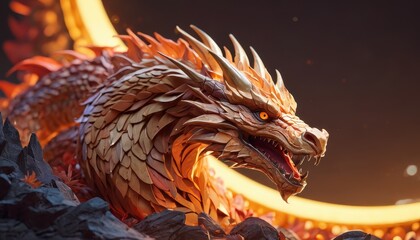 Golden Dragon Head Close Up.
