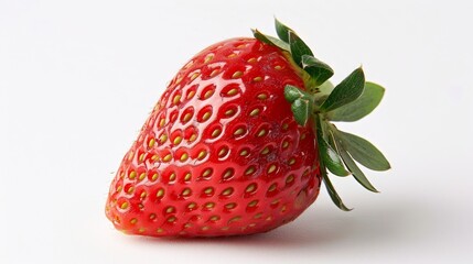 A fresh strawberry on a plain white background