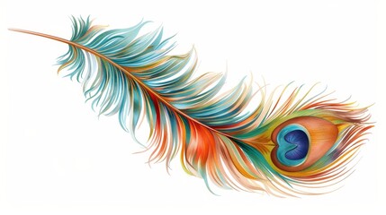 Obraz premium A realistic drawing of a peacock feather on an isolated isolated background