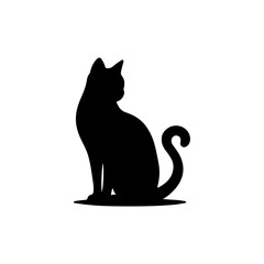 Cat silhouette on white background