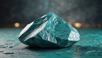 Teal Gemstone on a Teal Surface.