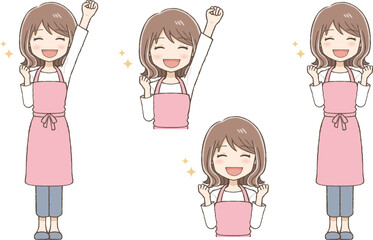 A Woman in an Apron Doing a Motivated Pose