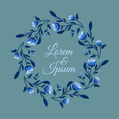 DECORATIVE ART FLORAL 181 VINTAGE BLUE FLOWERS FRAME