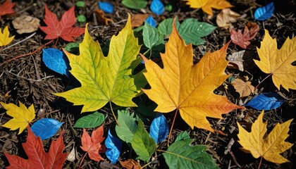 Colorful Autumn Leaves on Forest Floor.