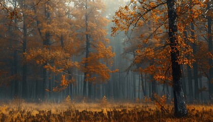 Fototapeta premium Muted autumnal tones blending seamlessly, reminiscent of a peaceful forest in fall.