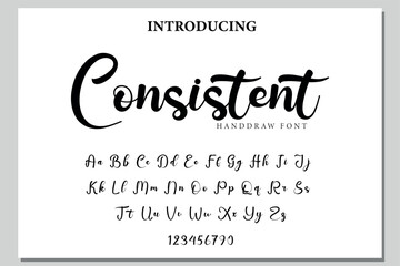 Consistent Font Stylish brush painted an uppercase vector letters, alphabet, typeface