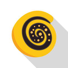 Delicious round bun with chocolate spiral pattern having a golden brown crust, isolated on white background