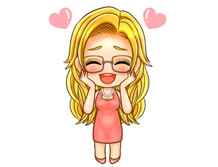 ご機嫌なキャバ嬢のちびキャライラスト素材2