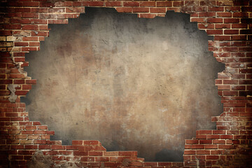 hole broken brick wall background