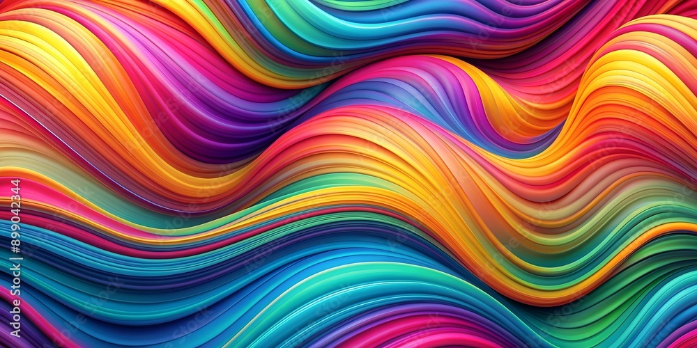 Wall mural abstract colorful wavy groovy psychedelic background generative ai