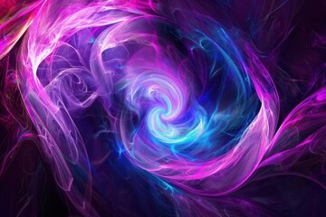 Fototapeta premium abstract digital painting fractal swirls neon color palette holographic texture overlay futuristic art installation