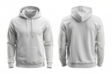 Blank hoodie sweatshirt mock up template, front, and back view, isolated on white background. Blank clothes sweat shirt sweater