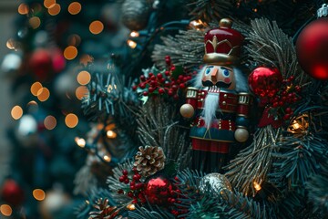 Nutcracker Ornament on a Christmas Tree