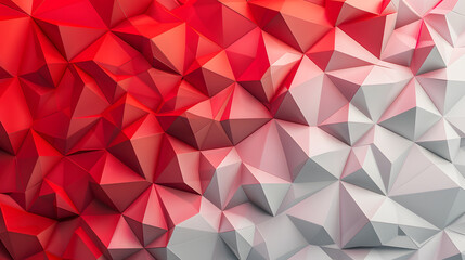 Fototapeta premium Abstract red and white gradient polygonal surface with dynamic angular polygons creating a modern stylish pattern