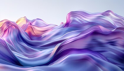 3D Abstract Iridescent inflated shape with waving smooth ripples