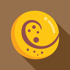 Single round piece of candy with a brown swirl design on top