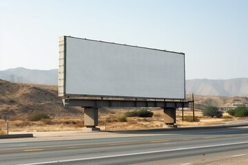 Obraz premium a large blank billboard on the side of a road with a clear sky in the background, ready for advertisement or messaging.