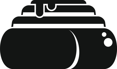 Simple black glyph icon of a double boiler pot cooking food, isolated on a white background