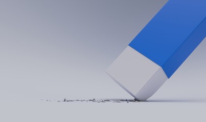 3d render eraser with scraps of eraser isolated on white