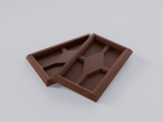 3d render chocolate bar isolated on white