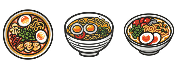 Bowl of japanese ramen menu illustration sticker ,generative ai