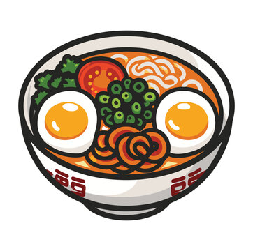 recommend clip art: Bowl of japanese ramen menu illustration sticker ,generative ai