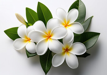 Naklejka premium White Plumeria, white Frangipani flowers isolated on white background.