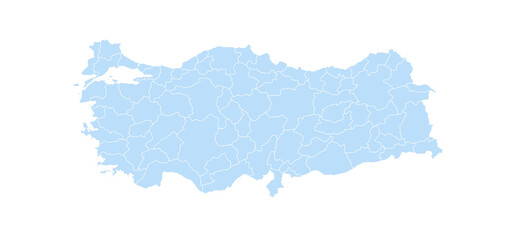 Turkey administrative map. states map of Türkiye with color, blank Map, empty map of Turkey
