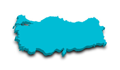 3d Map of Turkey with color.  Türkiye country map