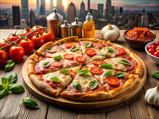 pizza with salami and tomatoes, italian, meal, isolated, tomato, dinner, crust, baked, mozzarella, delicious, pepper, tasty, meat, white