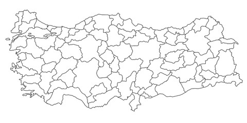 High detailed illustration map - Administrative Turkey Map