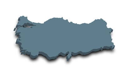 3d Map of Turkey with color.  Türkiye country map