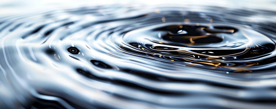Oil swirls in tranquil water, petroleum, serene composition