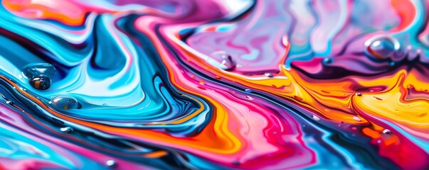 Colorful fluid art with oil and water mix, fluid, dynamic composition