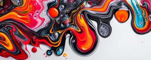 Fototapeta premium Colorful fluid art with oil and water mix, fluid, dynamic composition