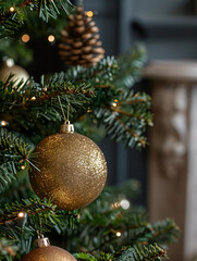 christmas tree ornaments decorations closeup