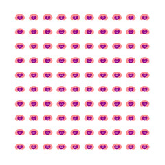 set of buttons  1 to 100 black numbers with abstract pink and purple shapes,