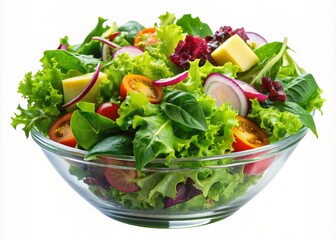 Crunchy fresh green salad leaves in various shapes and sizes isolated on a transparent background, ideal for design and culinary projects as a PNG cutout element.